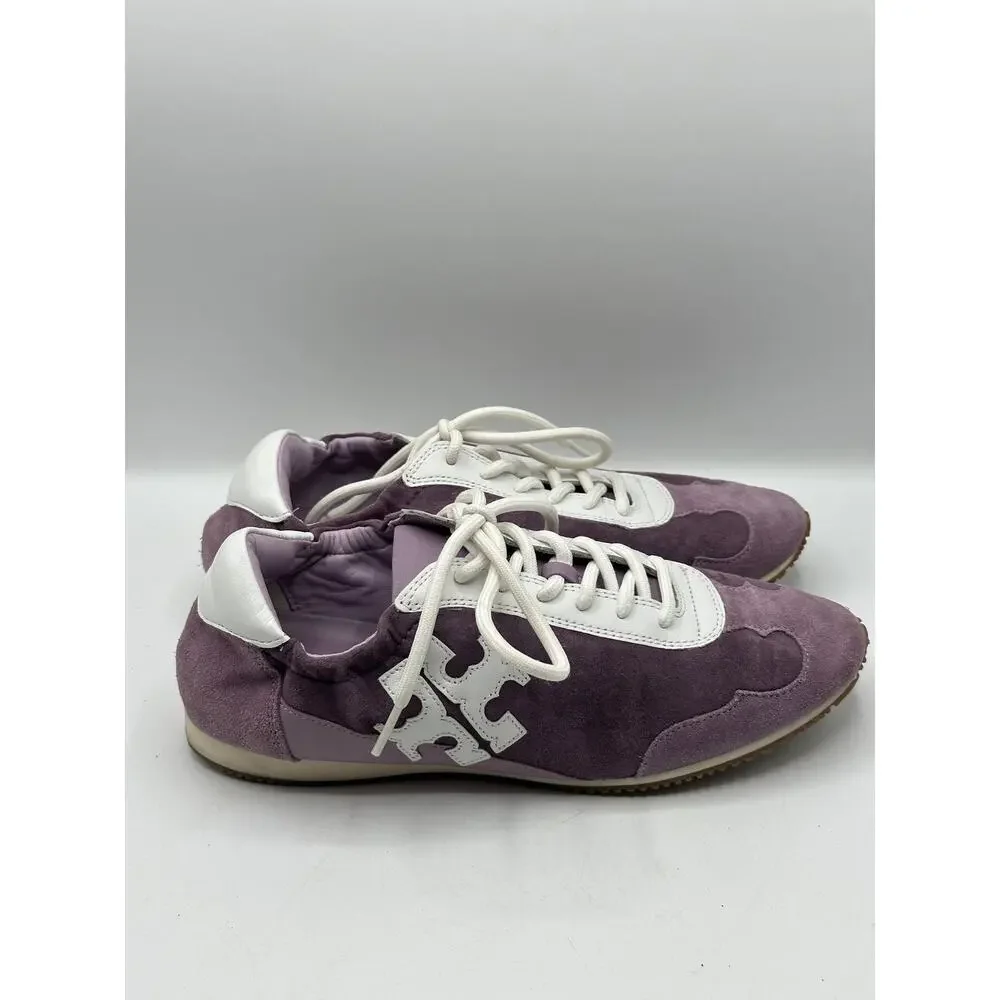 TORY BURCH Tory Lilac Low Top Suede Sneakers Purple Sz 7.5 $269